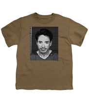 Robert Downey Jr Mug Shot 2001 Black And White - Youth T-Shirt