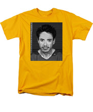Robert Downey Jr Mug Shot 2001 Black And White - Men's T-Shirt  (Regular Fit)