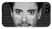 Robert Downey Jr Mug Shot 2001 Black And White - Phone Case