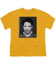 Robert Downey Jr Mug Shot 2001 Black And White - Youth T-Shirt