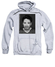 Robert Downey Jr Mug Shot 2001 Black And White - Sweatshirt
