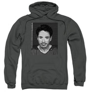 Robert Downey Jr Mug Shot 2001 Black And White - Sweatshirt
