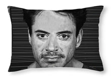 Robert Downey Jr Mug Shot 2001 Black And White - Throw Pillow