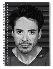 Robert Downey Jr Mug Shot 2001 Black And White - Spiral Notebook