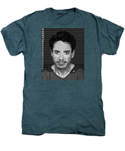 Robert Downey Jr Mug Shot 2001 Black And White - Men's Premium T-Shirt