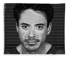 Robert Downey Jr Mug Shot 2001 Black And White - Blanket