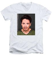 Robert Downey Jr Mug Shot 2001 Color - Men's V-Neck T-Shirt