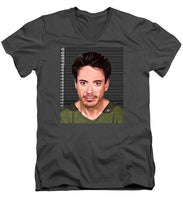Robert Downey Jr Mug Shot 2001 Color - Men's V-Neck T-Shirt