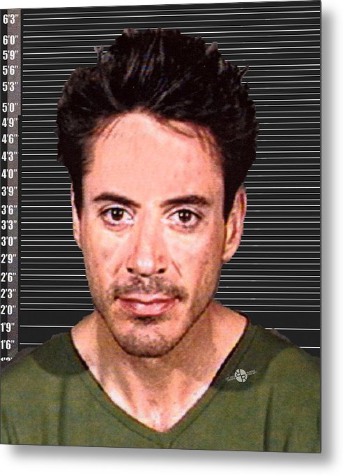 Robert Downey Jr Mug Shot 2001 Color - Metal Print