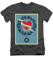 Rubino Blood Heart - Men's V-Neck T-Shirt Men's V-Neck T-Shirt Pixels Charcoal Small 