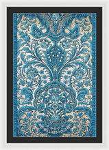Rubino Blue Floral - Framed Print Framed Print Pixels 24.000" x 36.000" White Black