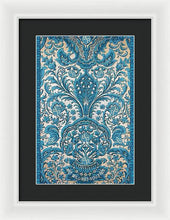 Rubino Blue Floral - Framed Print Framed Print Pixels 10.625" x 16.000" White Black