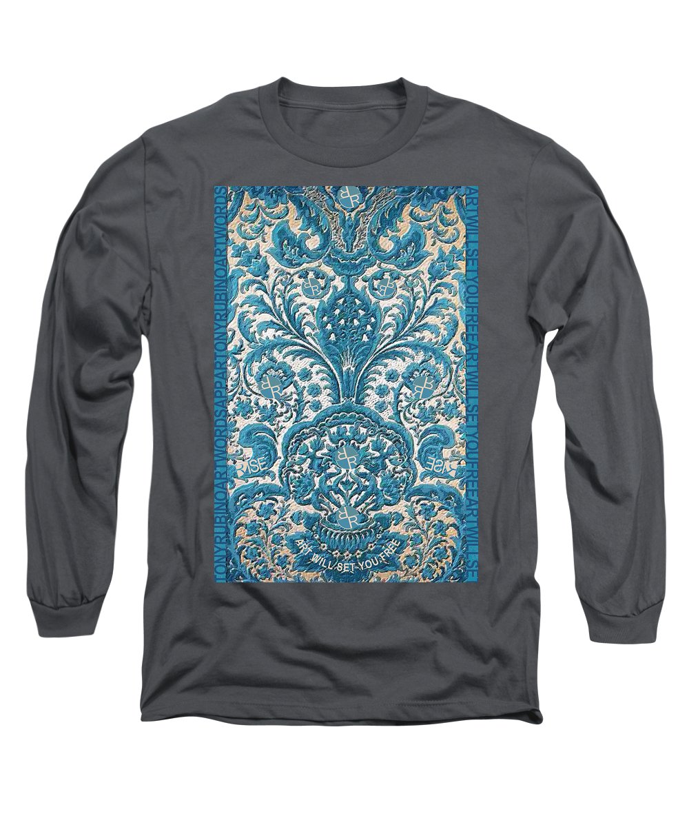 Rubino Blue Floral - Long Sleeve T-Shirt Long Sleeve T-Shirt Pixels Charcoal Small 