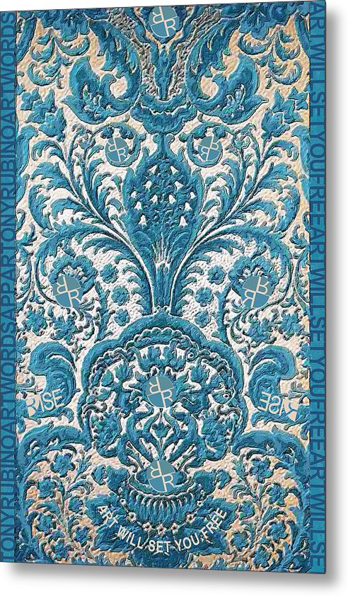Rubino Blue Floral - Metal Print Metal Print Pixels 6.625