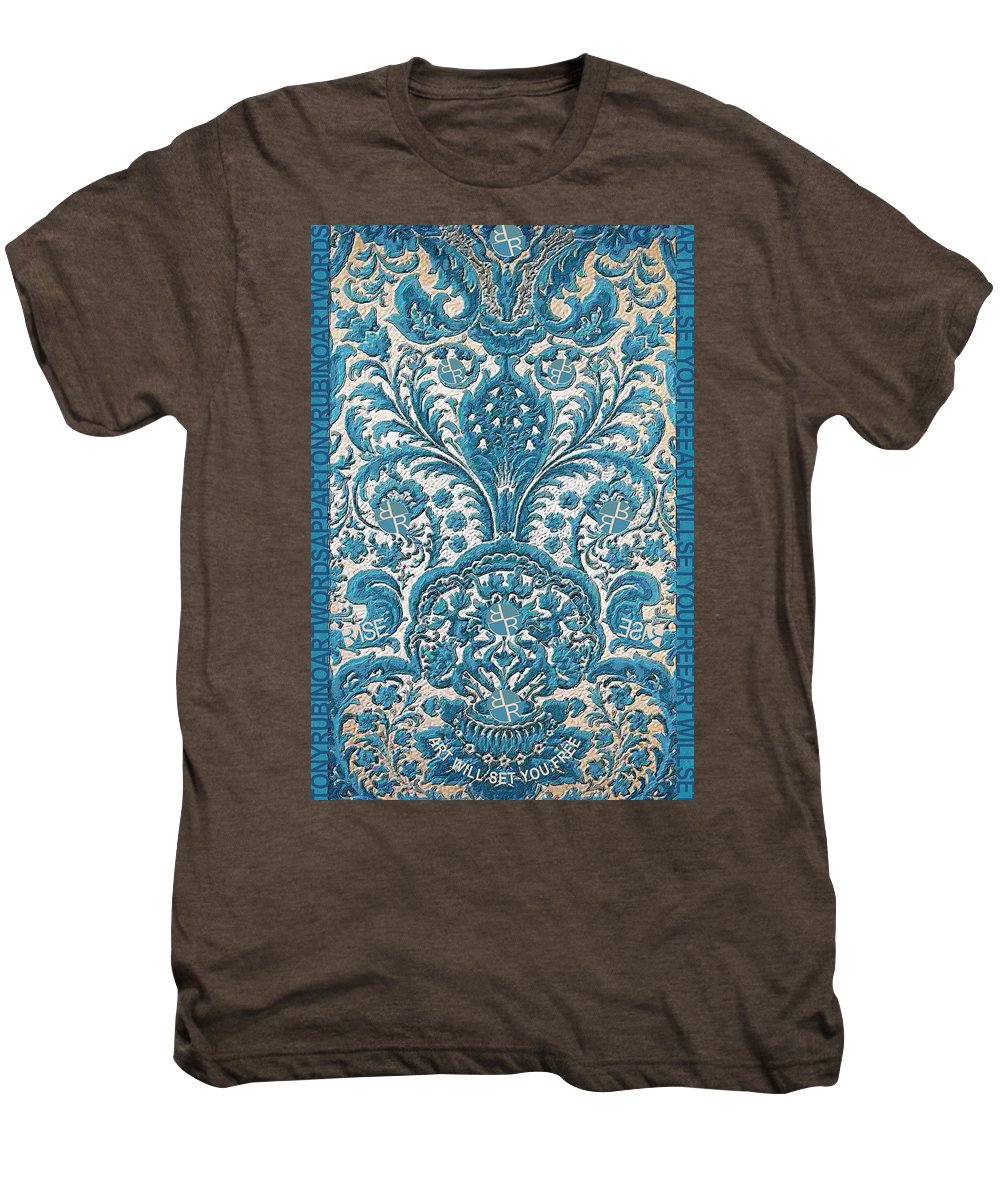 Rubino Blue Floral - Men's Premium T-Shirt Men's Premium T-Shirt Pixels Mocha Heather Small 