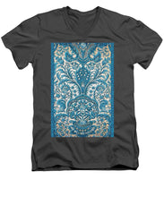 Rubino Blue Floral - Men's V-Neck T-Shirt Men's V-Neck T-Shirt Pixels Charcoal Small 