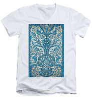 Rubino Blue Floral - Men's V-Neck T-Shirt Men's V-Neck T-Shirt Pixels White Small 