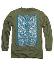 Rubino Blue Floral - Long Sleeve T-Shirt Long Sleeve T-Shirt Pixels Military Green Small 