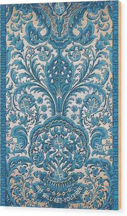 Rubino Blue Floral - Wood Print Wood Print Pixels 6.625