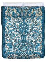 Rubino Blue Floral - Duvet Cover Duvet Cover Pixels Queen  
