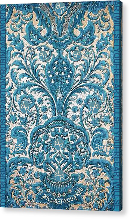Rubino Blue Floral - Acrylic Print Acrylic Print Pixels 6.625