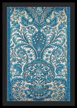 Rubino Blue Floral - Framed Print Framed Print Pixels 24.000" x 36.000" Black Black