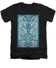 Rubino Blue Floral - Men's V-Neck T-Shirt Men's V-Neck T-Shirt Pixels Black Small 
