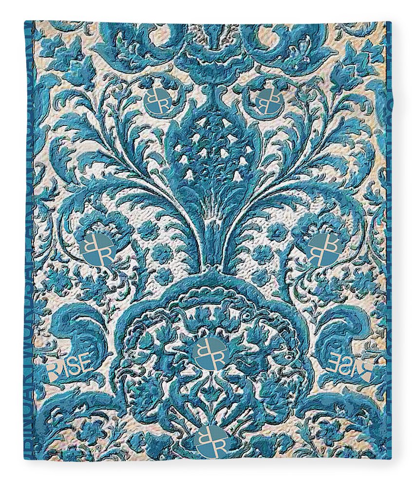 Rubino Blue Floral - Blanket Blanket Pixels 50