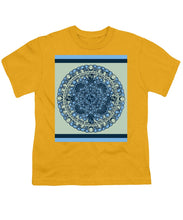 Rubino Blue Green Floral - Youth T-Shirt Youth T-Shirt Pixels Gold Small 