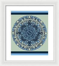 Rubino Blue Green Floral - Framed Print Framed Print Pixels 13.375" x 16.000" White White