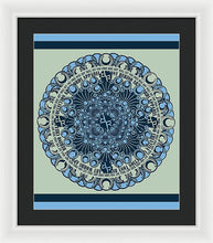 Rubino Blue Green Floral - Framed Print Framed Print Pixels 16.625" x 20.000" White Black