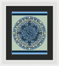 Rubino Blue Green Floral - Framed Print Framed Print Pixels 11.625" x 14.000" White Black