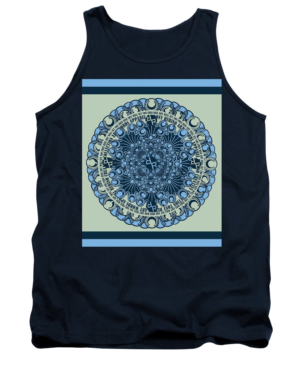 Rubino Blue Green Floral - Tank Top Tank Top Pixels Navy Small 