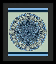 Rubino Blue Green Floral - Framed Print Framed Print Pixels 13.375" x 16.000" Black Black
