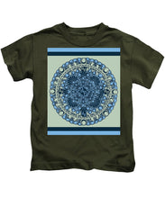 Rubino Blue Green Floral - Kids T-Shirt Kids T-Shirt Pixels Military Green Small 