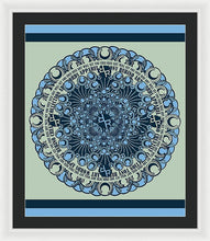 Rubino Blue Green Floral - Framed Print Framed Print Pixels 25.000" x 30.000" White Black