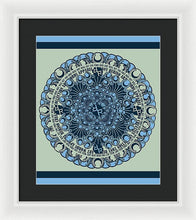 Rubino Blue Green Floral - Framed Print Framed Print Pixels 13.375" x 16.000" White Black