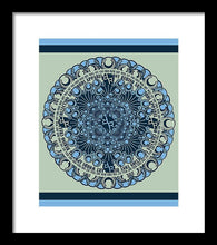 Rubino Blue Green Floral - Framed Print Framed Print Pixels 10.000" x 12.000" Black White