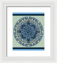 Rubino Blue Green Floral - Framed Print Framed Print Pixels 10.000" x 12.000" White White