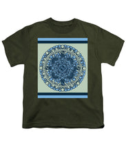 Rubino Blue Green Floral - Youth T-Shirt Youth T-Shirt Pixels Military Green Small 