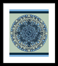Rubino Blue Green Floral - Framed Print Framed Print Pixels 11.625" x 14.000" Black White