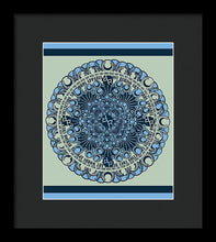 Rubino Blue Green Floral - Framed Print Framed Print Pixels 8.375" x 10.000" Black Black