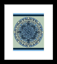 Rubino Blue Green Floral - Framed Print Framed Print Pixels 6.625" x 8.000" Black White