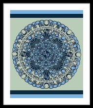 Rubino Blue Green Floral - Framed Print Framed Print Pixels 20.000" x 24.000" Black White