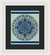 Rubino Blue Green Floral - Framed Print Framed Print Pixels 10.000" x 12.000" White Black