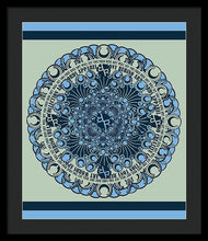 Rubino Blue Green Floral - Framed Print Framed Print Pixels 20.000" x 24.000" Black Black