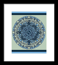 Rubino Blue Green Floral - Framed Print Framed Print Pixels 8.375" x 10.000" Black White