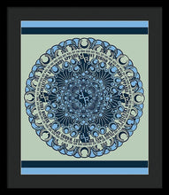 Rubino Blue Green Floral - Framed Print Framed Print Pixels 16.625" x 20.000" Black Black