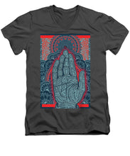 Rubino Blue Zen Namaste Hand - Men's V-Neck T-Shirt Men's V-Neck T-Shirt Pixels Charcoal Small 