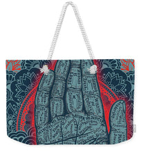 Rubino Blue Zen Namaste Hand - Weekender Tote Bag Weekender Tote Bag Pixels 24" x 16" White 